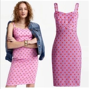 Pink and orange polka dot J crew dress